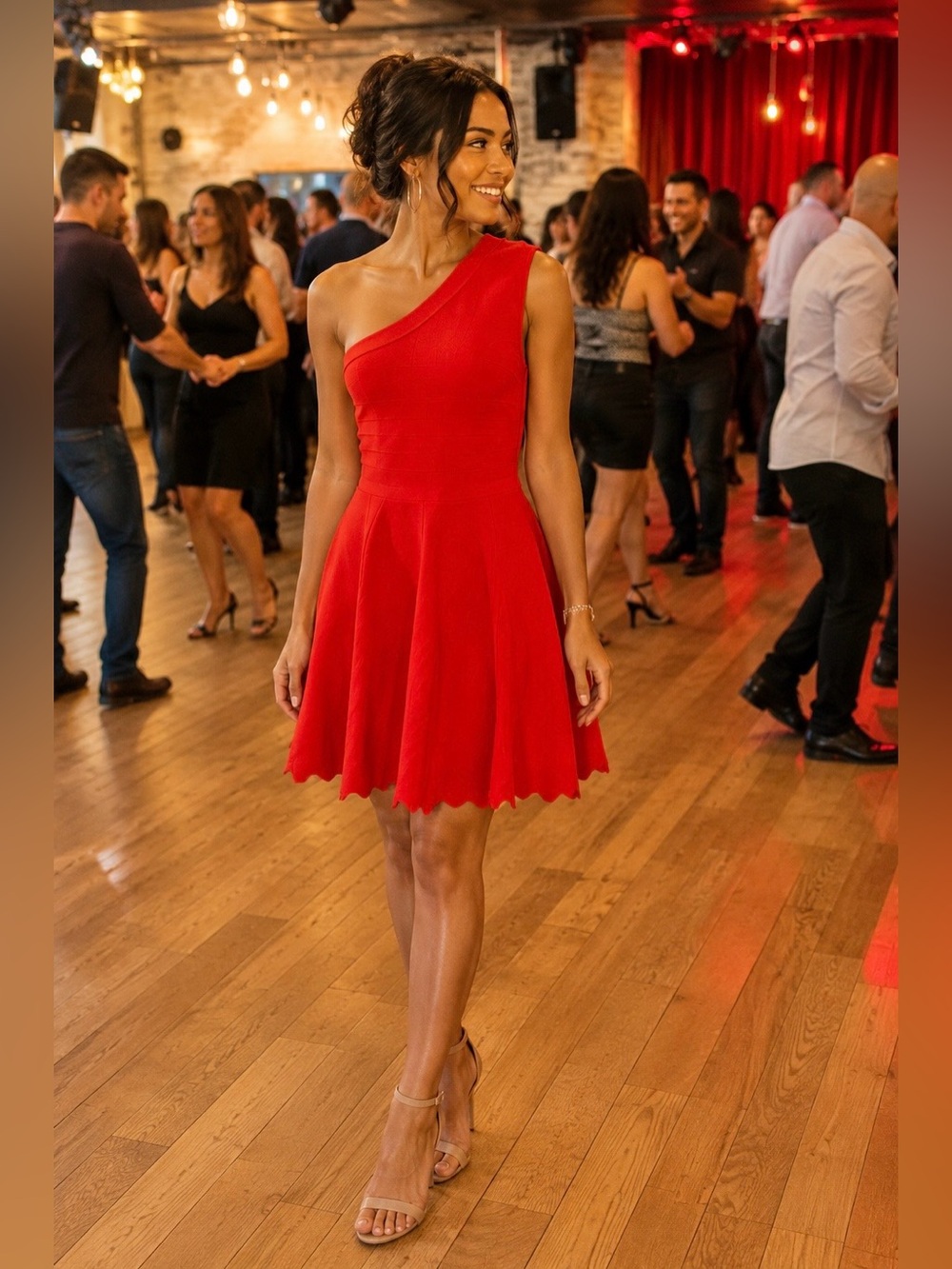 GUESS by Marciano Red One-Shoulder Fit & Flare Dress NWT (Size Small) - Picture 10 of 10
